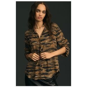 Cloth & Stone Abstract Stripe Button Down Shirt Long Sleeve Anthropologie boho M